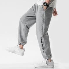 Мужские спортивные брюки на кулиске с текстовым принтом Shein