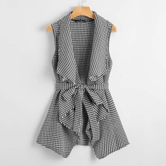 Жилет с узором "хаундстут" и поясом Shein