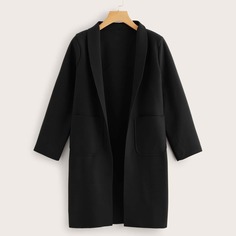 Однотонное пальто с карманом Shein