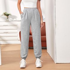 Однотонные брюки с карманом Shein