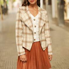 Байкерская куртка в клетку с молнией Shein