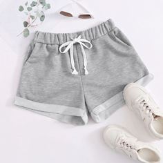 на кулиске Повседневный Шорты размер плюс Shein