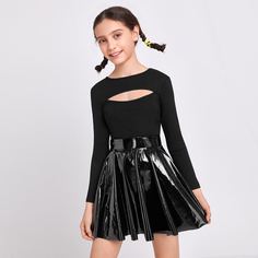 Футболка с разрезом для девочек Shein
