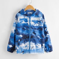 Куртка с молнией и принтом животных животных для мальчиков Shein