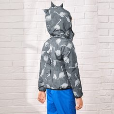 Стеганая куртка с принтом динозавра для мальчиков Shein