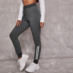 Спортивные Брюки На Кулиске С Полосатой Отделкой Shein