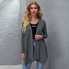 Асимметричное вязаное пальто в рубчик Shein