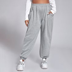 Спортивные брюки размера плюс с эластичной талией Shein