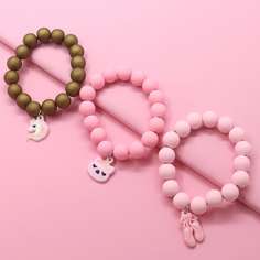 3шт браслет из бусин с декором кошки для девочек Shein