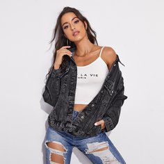 Джинсовая куртка с карманом Shein