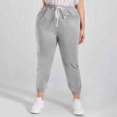 Спортивные брюки размера плюс на кулиске с карманом Shein