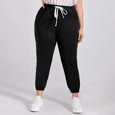 Спортивные брюки размера плюс на кулиске с карманом Shein