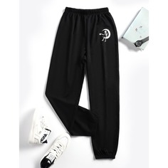 Спортивные брюки с принтом черепа Shein