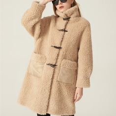 Плюшевое пальто из смесовой шерсти Shein