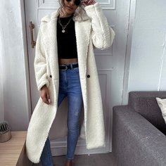 Двойная кнопка Одноцветный Повседневный Пальто Shein