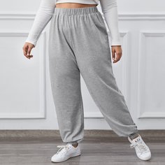 Одноцветный Спортивный Брюки размер плюс Shein