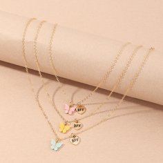 3шт ожерелье с бабочкой для девочек Shein