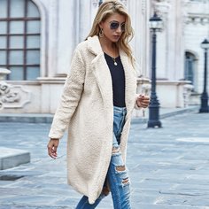 Одноцветный Повседневный Пальто Shein