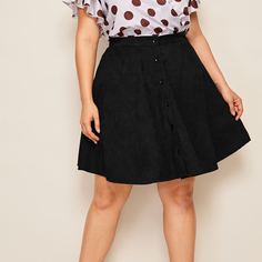 Короткая Расклешенная Юбка Из Вельвета Shein
