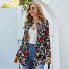 Пальто с цветочным принтом Shein