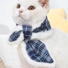 Шарф в клетку с искусственным мехом для кошек Shein