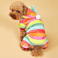 Пижама в полоску с капюшоном для собак Shein