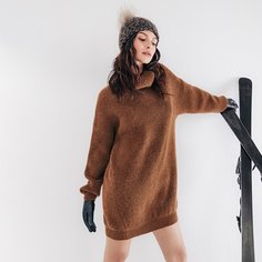 трикотажный Одноцветный Повседневный Платья-свитеры Shein