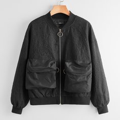 на молнии Одноцветный Повседневный жакеты Shein