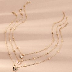 3шт ожерелье с бабочкой для девочек Shein