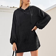 на кулиске Ровный цвет Повседневный Свитшоты Shein