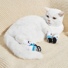 4шт противоскользящие носки для домашних животных с принтом Shein
