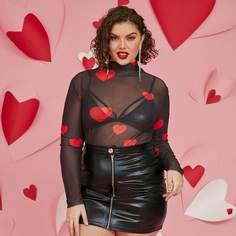 на молнии Одноцветный Повседневный Юбки размер плюс Shein