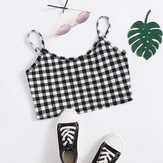 Большой топ в клетку для девочек Shein