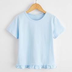 Однотонная футболка для девочек Shein