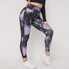 Спортивные колготки oversize с узором тай-дай Shein