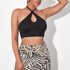 Облегающий топ на шее со шнуровкой на спине Shein