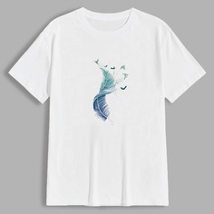 Мужская футболка с перьями и животными Shein