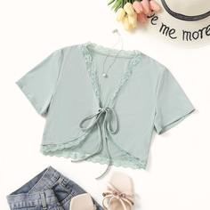 Контрастные кружева Одноцветный Сексуальный Женские топы Shein