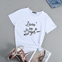 Лозунг Повседневный Футболки Shein