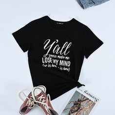 Лозунг Повседневный Футболки Shein