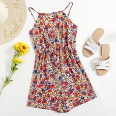 цветочный Бохо Комбинезоны Shein