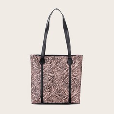двойная ручка в полоску зебры Модный Сумки-тоут Shein