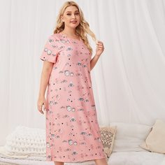 Полная версия пижамы с рисунком большого размера Shein