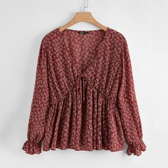 Блузка размера плюс с принтом Shein