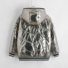 Стеганая куртка на молнии с капюшоном для мальчиков Shein