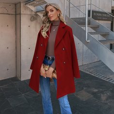 Однотонное пальто с лацканами Shein