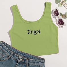 Трикотажный короткий топ с текстовым принтом Shein