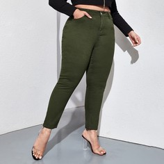 Облегающие джинсы размера плюс с высокой талией и карманами Shein