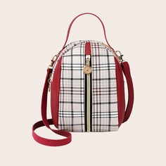 Сумка-сэтчел в клетку с молнией Shein