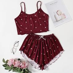 Пижама с бантом в горошек Shein